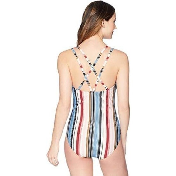 NEW COASTAL BLUE Stripe Strappy Back One Piece Swimsuit XS - Picture 10 of 10